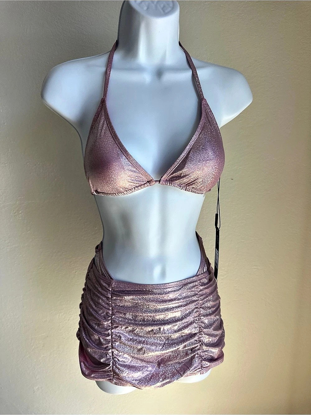 Fashion Nova Angelique Glitter 3 Piece Bikini Set Glitter 3-Piece Bikini Set